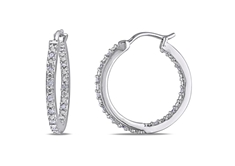 1/4 CT Diamond Hoop Earrings in Silver
