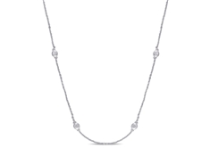 Diamond Station Necklace in White Gold