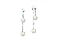 Rock & Pearl Silver Double Drop Earrings