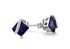 2.68 CT Created Blue Sapphire Earrings in Silver