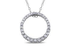 1/3 CT Diamond Circle Pendant in Silver, 18"