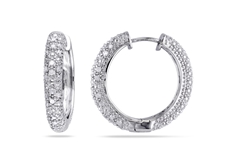 1/2 CT Diamond Hoop Earrings in Sterling Silver