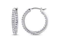 1/2 CT Diamond Hoop Earrings in Silver, I3
