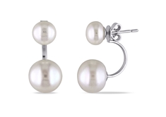 White Freshwater Cultured Pearl Earrings in Sterling Silver