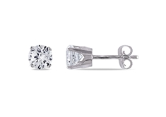 1 1/5 CT Created White Sapphire Solitaire Earrings