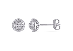 1/4 CT Diamond Halo Earrings in Sterling Silver