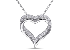 5/8 CT Created White Sapphire Heart Pendant in Silver