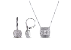 1 CT Diamond Necklace and Earring Set in Silver