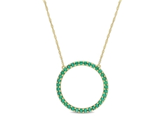 Open Circle Pendant w/ Chain-C. Emerald