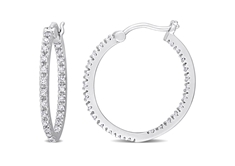 Diamond Hoop Earrings in Silver