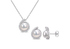 Pearl and Diamond 2pc. Set in Silver