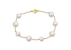 Pearl Station Bracelet in Plated Silver