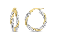Twisted Hoop Earrings in 2-Tone Gold