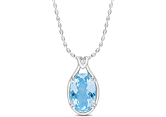 Topaz and Oval Necklace in Plated Silver