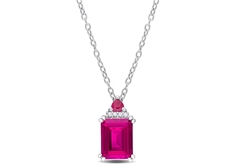 Topaz, Ruby, and Diamond Necklace in Silver