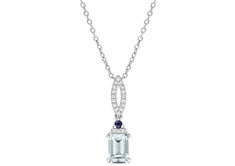 Sapphire and Diamond Necklace in Plated Silver