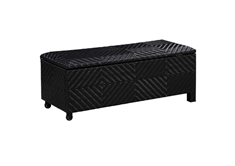 Padded Wicker Deck Box-Bench Combo - Dark Grey